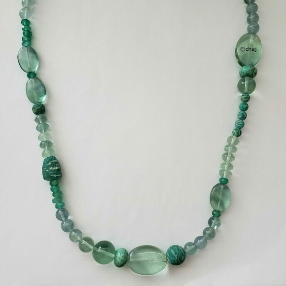 Stephen Dweck Jewelry - Stephen Dweck Sterling Silver Turquoise Amazonite Beaded Necklace 30"